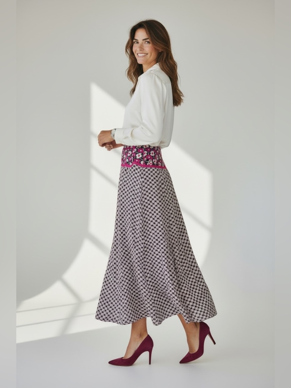 Oscar de la Renta  by Miss O Vintage Silk Flowy Skirt
